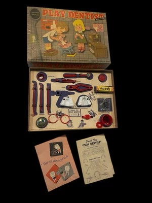 RARE 1950s Pressman Play Dentist Toy Playset  dental medical w/ box - Image 1 of 4