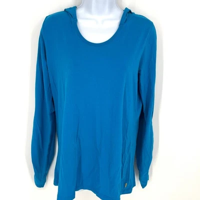 Sudadera con capucha azul Lucy para mujer mangas acanaladas cuello redondo ropa deportiva yoga talla M Foto 1 de 4