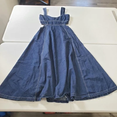 Vestido Aureta Anthropologie para mujer azul medio denim corte acampanado sin mangas Foto 1 de 4