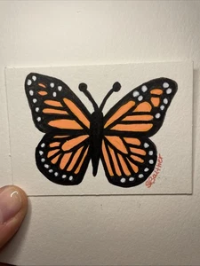 Aceo pintura original, mariposa monarca, acrílico, 2,5” x 3,5”, miniatura - Imagen 1 de 3