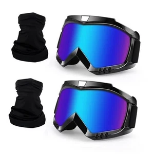 Dirt Bike ATV Brille 2er Pack mit Halsgamasche, Motorrad 2/farbig + Gesichtsmaske - Bild 1 von 7