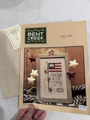 Bent Creek FLAG 1998 Cross Stitch Americana Patriotic Pattern and Fabric - Image 1 of 4