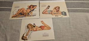 1950 Pinup Girls Calendar Al Moore Vintage 5 Months  Lot Of 3  L 12" X 8.5" W - Picture 1 of 7