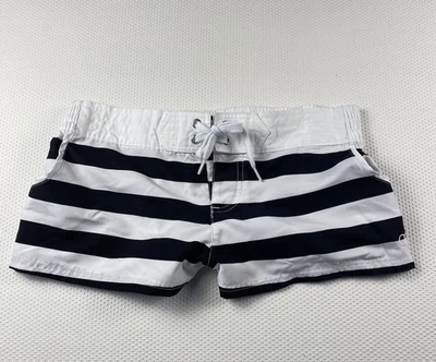 Y2K Low Rise Black White Striped OP Swim Board Shorts Medium 7-9 Beach Surf Pool - Image 1 of 4