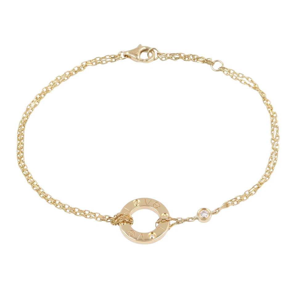 CARTIER любовь круг браслет 2P бриллиант 18KYG желтое золото б/у женщин - Изображение 1 из 4