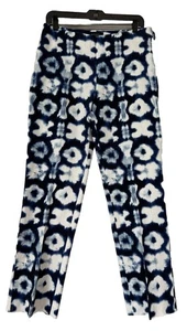Pantalones de vestir informales Piazza Sempione Italia azul y blanco batik cremallera lateral talla 46 - Imagen 1 de 9