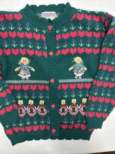 Vintage 80er Harlekin Designs bestickte Strickjacke Pullover Mädchen 5/6 Landhaus-Core - Bild 1 von 8