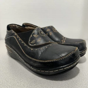 Zoccoli Burbank L'artiste Spring Step taglia 37 neri in pelle lavorata floreale slip on - Foto 1 di 6