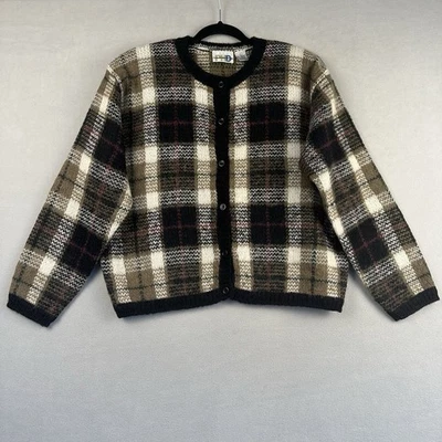 Cárdigan De Colección Paul Harris Diseño Mujer L Marrón Negro Cuadros Mezcla Mohair Suéter Foto 1 de 4