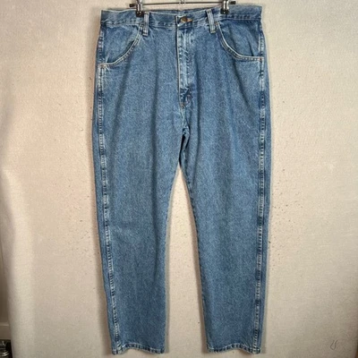 Vintage Rustler Original Fit Straight Leg Jeans 36 x 32 Blue Denim Cotton - Image 1 of 4