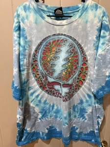 Grateful Dead Shirt Mens 2XL Blue Tie Dye Liquid Blue Stealie Skull Back - Picture 1 of 6