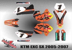 Graphics Kit for KTM EXC SX 2005 - 2007  Custom Made graphic Kit  AG2 - Picture 1 of 1