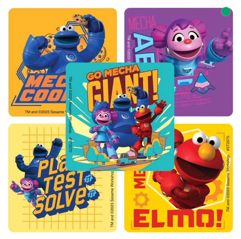 SMILEMAKERS 25 Sesame Street Mecha Builders Stickers, 2.5" x 2.5" each, Party Favors