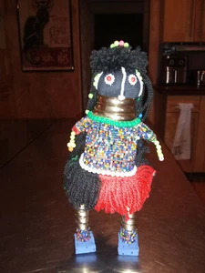 African Ndebele Fertility Beaded Doll 10.75” tall - Picture 1 of 2