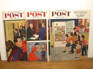 Lot of 3 Saturday Evening Post 1950's magazines all Coca-Cola Coke back covers - Picture 1 of 5