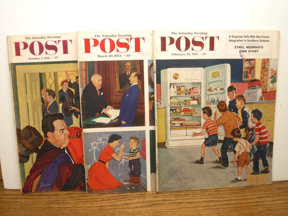 Lot of 3 Saturday Evening Post 1950's magazines all Coca-Cola Coke back covers - Image 1 of 4
