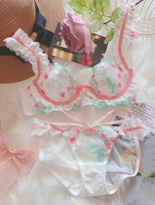 Sweet Womens Girls Bra Sets Floral Lolita Panties Briefs Japanese Cute Underwear - Picture 1 of 3