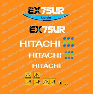 JUEGO DE PEGATINAS CALCOMANÍAS EXCAVADORA HITACHI EX75UR - Imagen 1 de 1