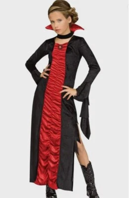 Miss Vampiro Niños NIÑA M 8-10 Disfraz Gótico Gótico Vestido Largo Nuevo Foto 1 de 4