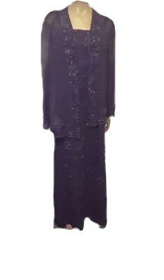 Vestido de noche vintage Scala hecho a mano con cuentas con chaqueta Bolaro *lados cortados *púrpura Foto 1 de 4