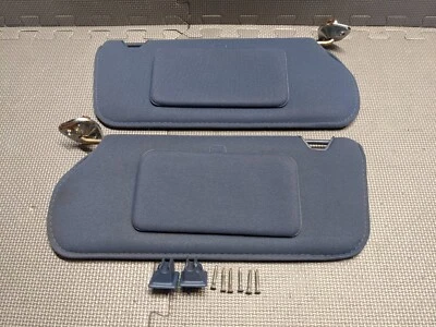 1985-1993 Ford Mustang BLUE CLOTH Sunvisors Sun Shade Visor Pair OEM Hardtop - Image 1 of 4
