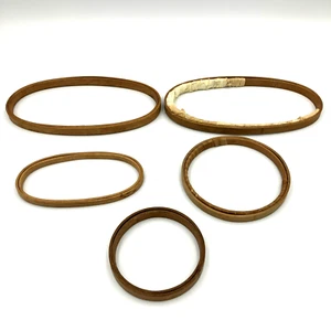Aros Bordados 3 Ovalados y 2 Circulares Sin Marcar Lote 5 De Colección Madera De Colección Sin Forro - Imagen 1 de 6