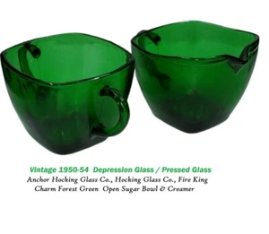Juego de crema Sugar Bowl 1950 vintage Anchor Hocking Fire King bosque verde encanto - Imagen 1 de 12