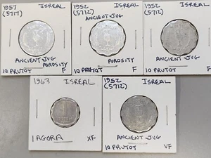 1952, 1957, 1963 ISrael 10 Prutot & 1 Agora coin circulated - Picture 1 of 7