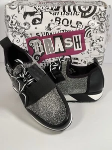 Brash Womens Size 8 Black & Silver Sparkle Fashion Sneakers Comfort Shoes - Picture 1 of 10