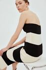 NWT H&M Knit Midi Tube Bandeau Dress Black/Cream White Striped Sizes XS, S, M, L