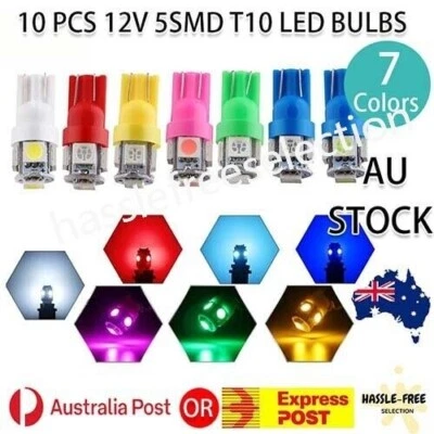 10X T10 5smd 194 168 Light Bulb Wedge Tail Plate Parker 5050 Interior Globe Dash - image 1 of 4