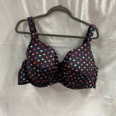 Sutiã Avenue preto vermelho rosa corações cobertura total 50C com aro - Imagem 1 de 4
