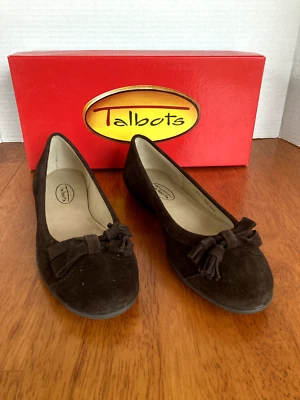 Zapato Plano de Ballet Talbots Para Mujer 5 Med Marrón Oscuro Gamuza Punta Semi Redondeada Excelente Foto 1 de 4