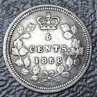 OLD CANADIAN COIN 1858 LARGE DATE - 5 CENTS - .925 SILVER- Victoria - HIGH GRADE