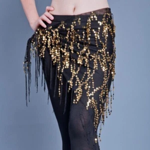 New Style Belly Dance Costumes Sequins Tassel Indian Belly Dance Hip Scarf - Picture 1 of 16