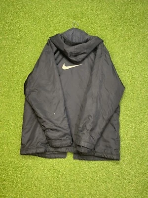 Nike Jacket Mens Large Coat Big Logo Swoosh Check Black Puffer Softshell Y2K - Image 1 of 4