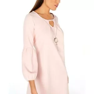 NYC NY Collection Women's Pink Shift Mini Dress Petite Small 3/4 Sleeve - Picture 1 of 6