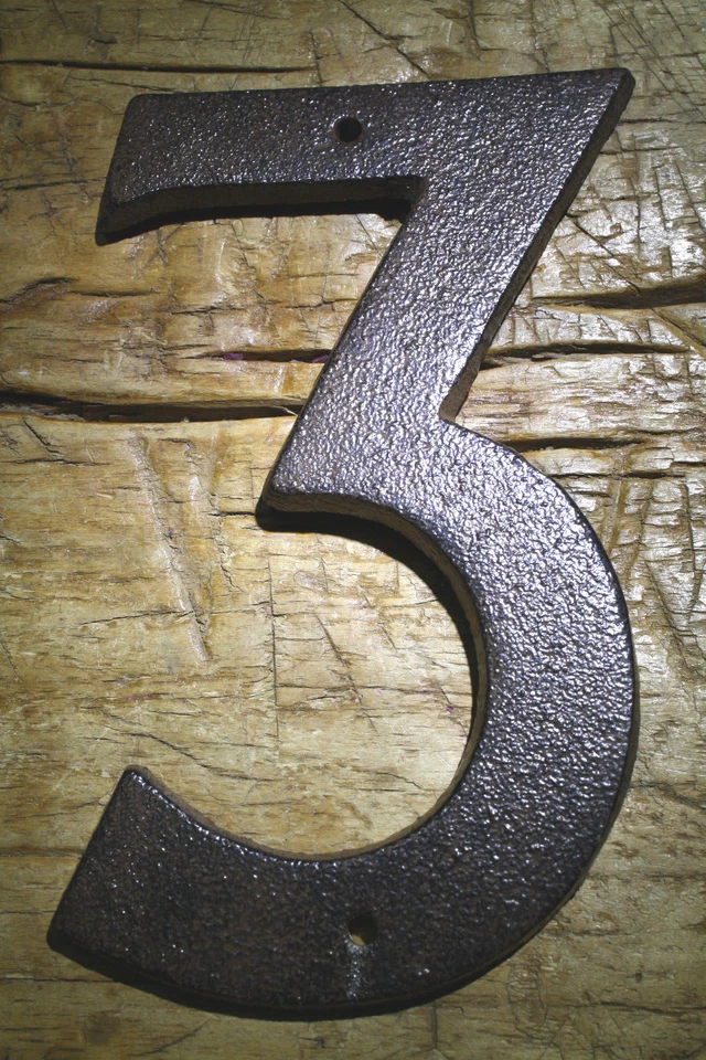 Rustic BROWN Cast Iron Metal House Numbers Street Address 6 1/4 INCH Phone #'s 3 - Image 1 of 1