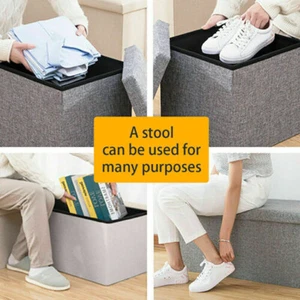 dibea faltbarer Sitzhocker Leinen Sitzbank Aufbewahrungsbox 30*30*30Größen DE - Bild 1 von 15