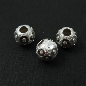 925 Sterlingsilber Fundstücke - Schimmernde strukturierte runde Perlen-Abstandhalter - 6 mm (5 Stck.) - Bild 1 von 2