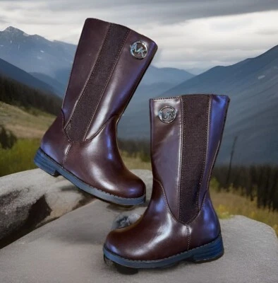 Michael Kors Niñas Pequeñas Emma Rubie Marrón Montar Alto MK Botas Talla 5 NUEVAS Foto 1 de 4