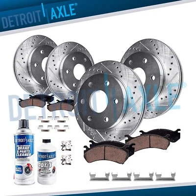 Rotores perforados delanteros y traseros pastillas de freno de cerámica para Chevy Astro GMC Safari Yukon Foto 1 de 4