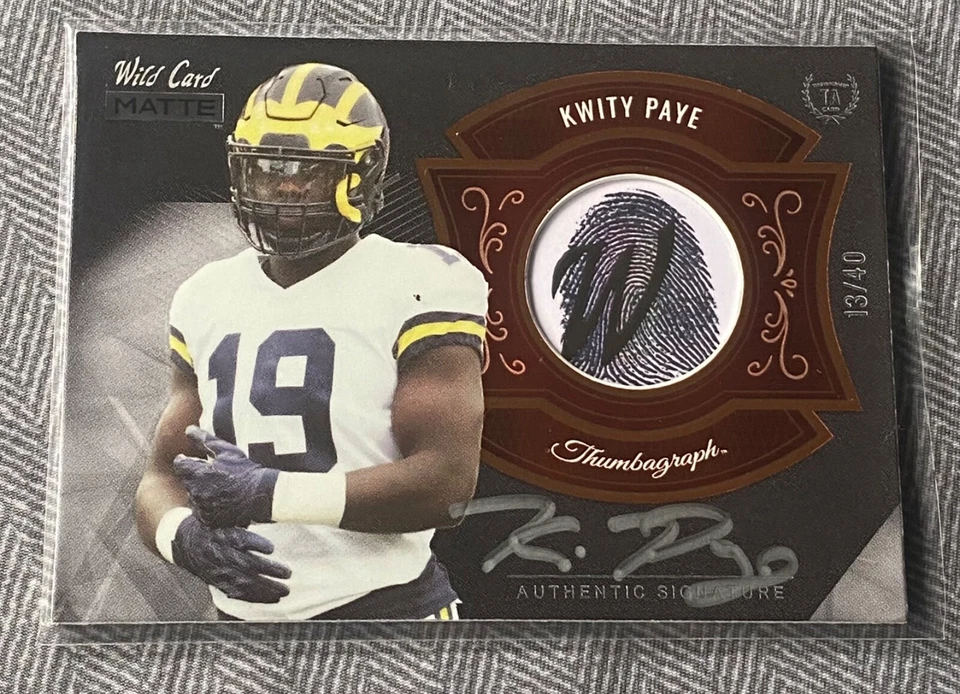Kwity Paye 2021 Wild Card Matte ThumbaGraph auto #/40 Colts - Image 1 of 3