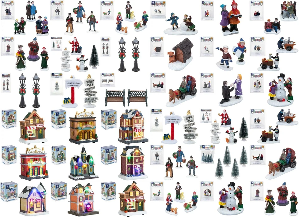 Mini Village People Christmas Scene Resin Town Miniature Character Figures House - Image 1 of 1