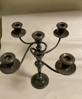 "Candelabro vintage Gorham plateado 14,5"" de alto retorcido de cuatro ramas hecho en América" Foto 1 de 4
