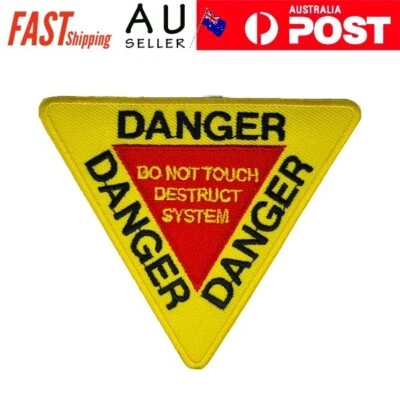 DANGER Iron on Patch Triangular DO NOT TOUCH DESTRUCT SYSTEM 8.8×7.3×0.1cm(2.2g) - Image 1 of 3