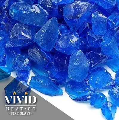 VIVID TURQUOISE BLUE 1/2 - 3/4 Large Fireplace Fire Pit Fireglass Glass Crystals - Image 1 of 4