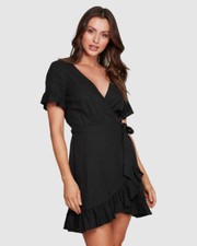 BNWT TIGERLILY LADIES HANA WRAP DRESS (CHARCOAL) RRP $169 SIZE 12 LAST ONE