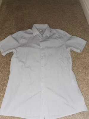 Camisa Reiss OE Payne Abotonada Manga Corta Azul Rayas Mediana Calce Ajustado  Foto 1 de 4