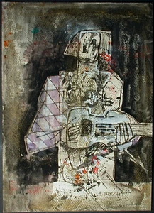 ANDRE BRECHET (Delémont, Svizzera, 1921-1993) circo - chitarre suonatori. - Foto 1 di 12